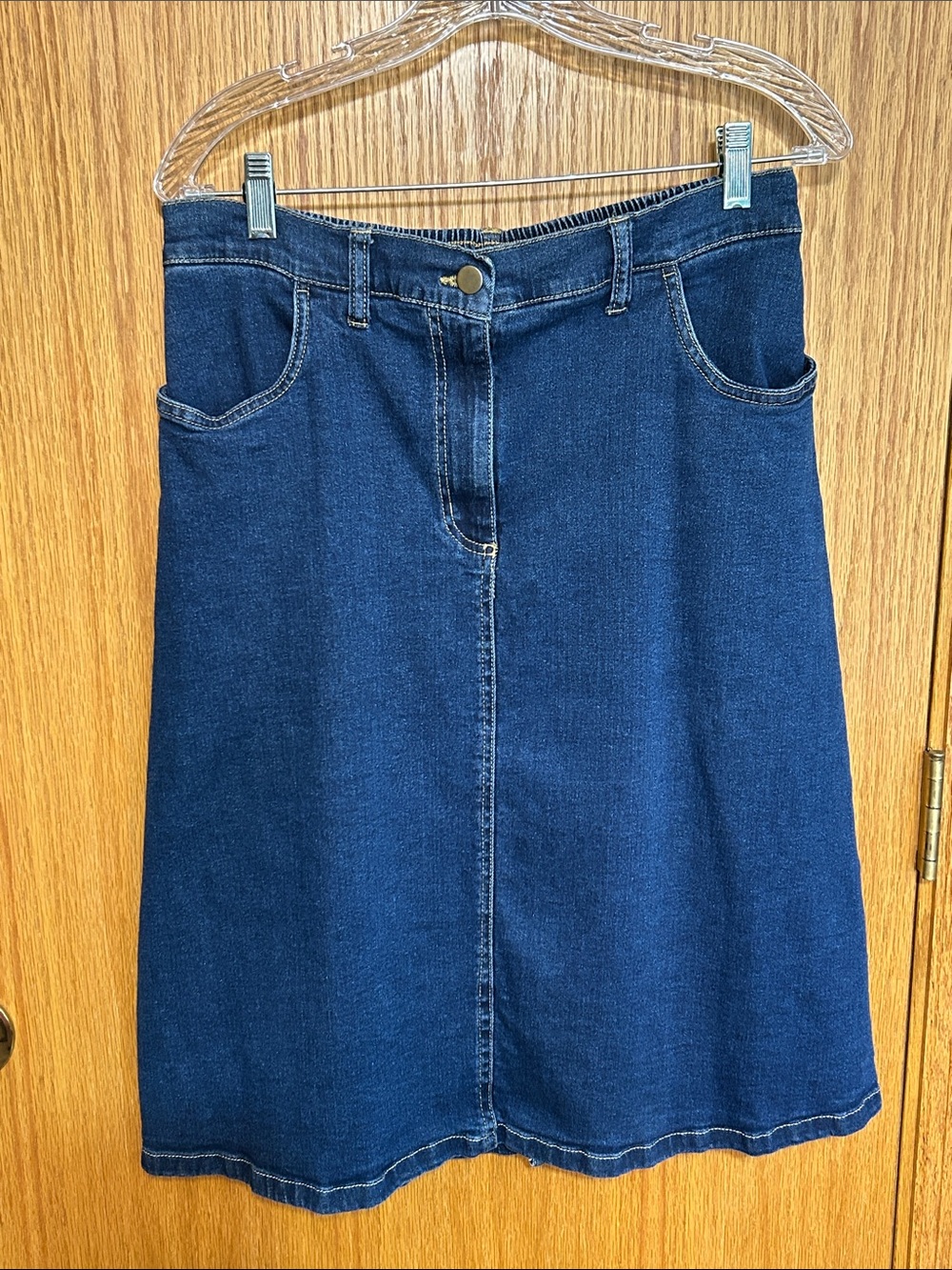 Blair Blue Denim Elastic Waist Skirt woman’s 12